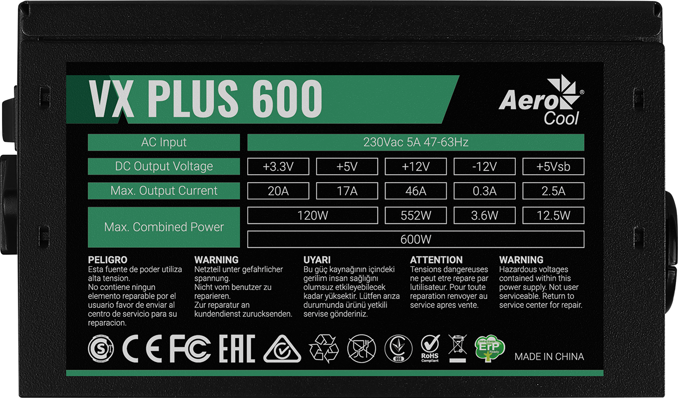 Aerocool VX PLUS 600 230V N-PFC » Mỹ Tho Laptop Mỹ Tho Laptop