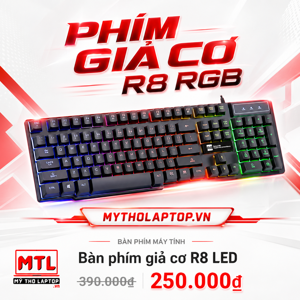 Bàn phím giả cơ R8 1822 LED RGB