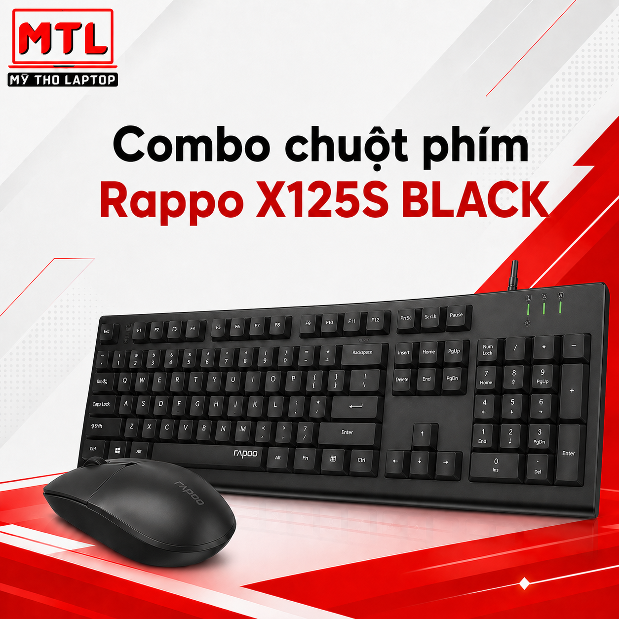 Bộ bàn phím chuột máy tính RAPOO X125S Black
