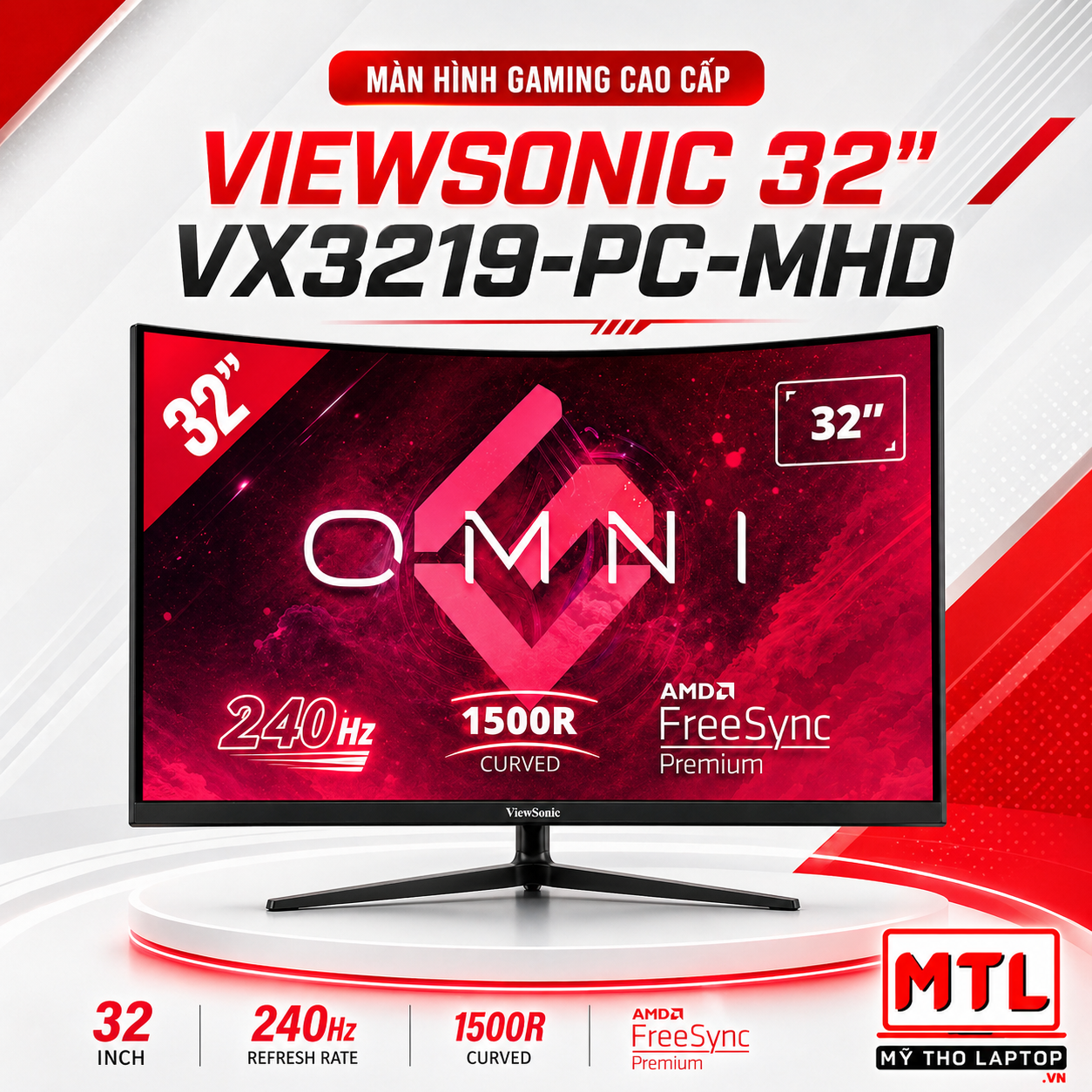 Màn hình cong VIEWSONIC 32" VX3219-PC-MHD (1920 x 1080/VA/240Hz/1 ms/FreeSync)
