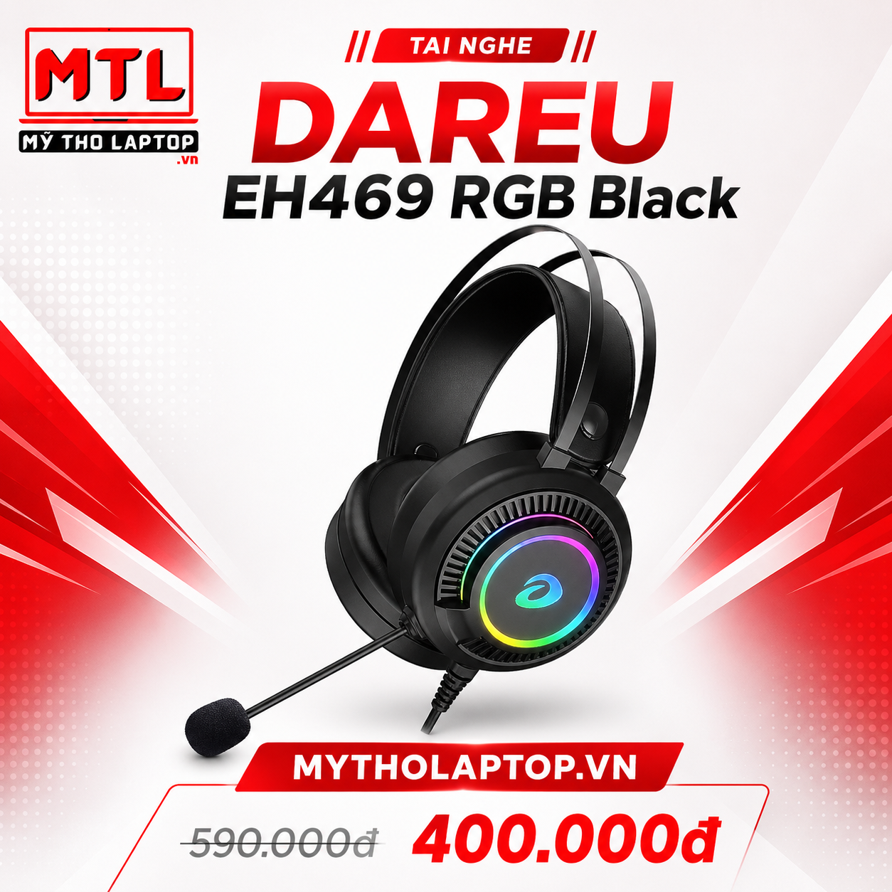 Tai Nghe Dareu EH469 RGB (USB, 7.1, LED RGB, Black)