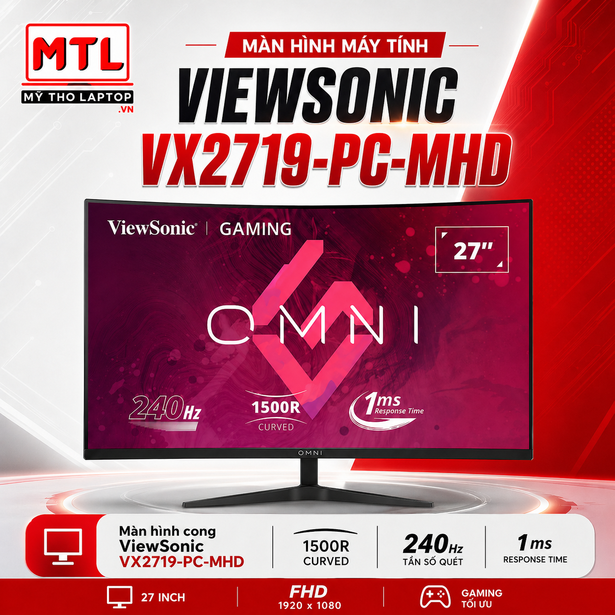 Màn hình cong ViewSonic VX2719-PC-MHD 27inch FHD 240Hz