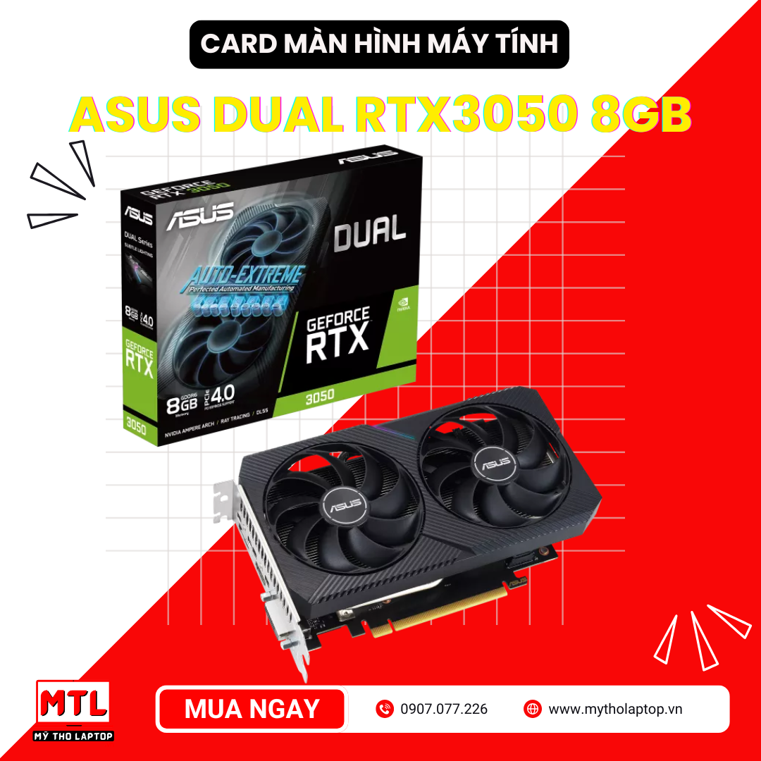 VGA ASUS Dual GeForce RTX 3050 8GB V2 GDDR6 (DUAL-RTX3050-8G-V2)