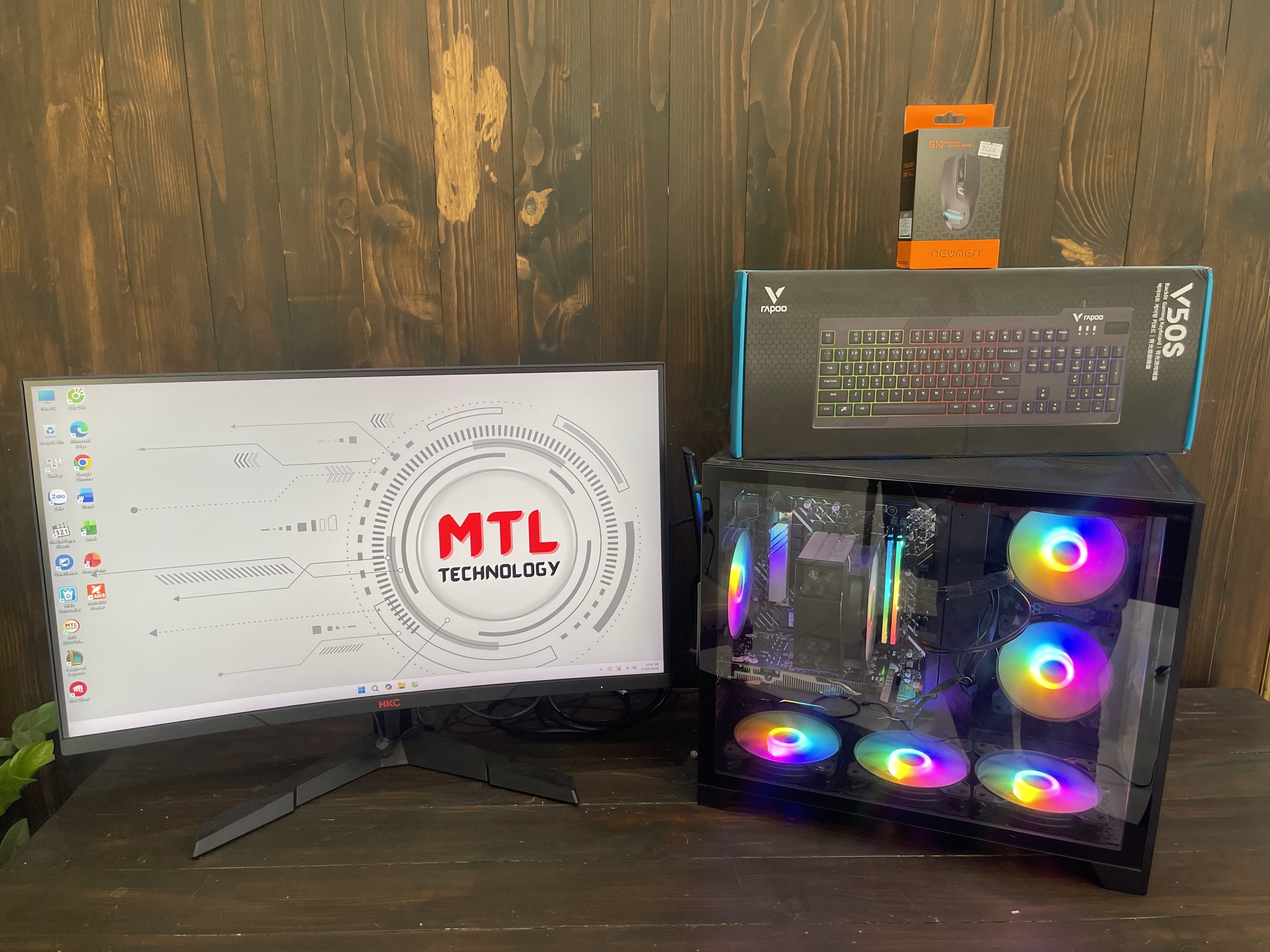 Full bộ Gaming | Intel Core i3 13100F | Ram 16GB | SSD 256GB | AMD RX 580 8GB | Màn hình HKC 27 inch cong | Chuột phím