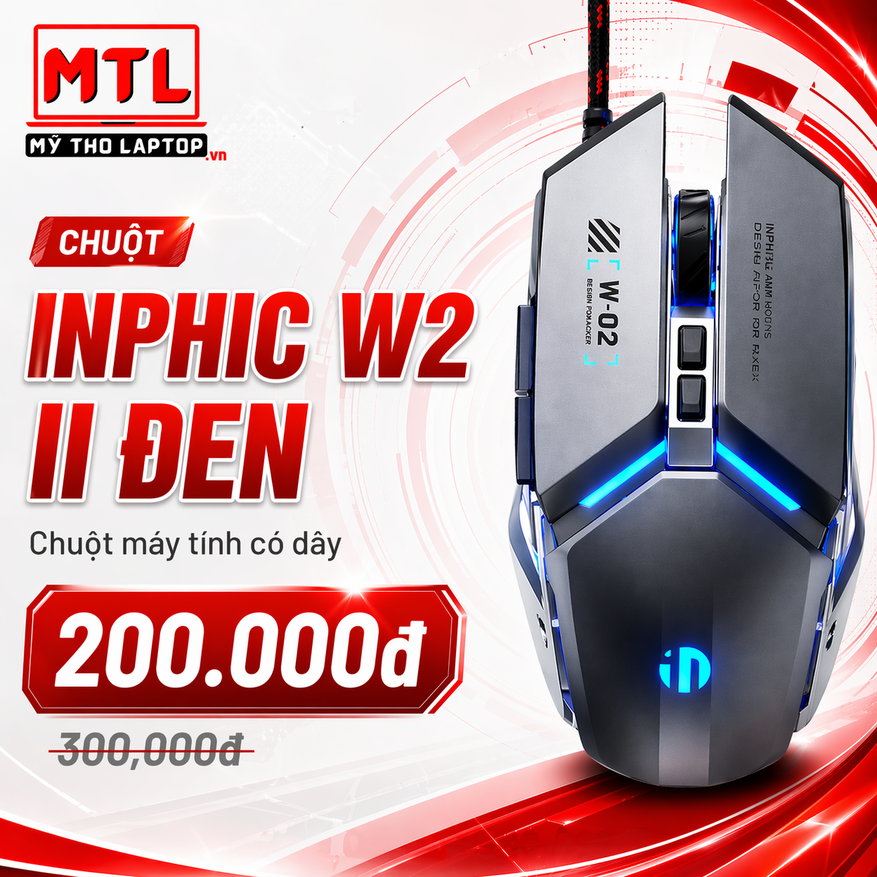 Chuột máy tính có dây INPHIC W2 II Đen