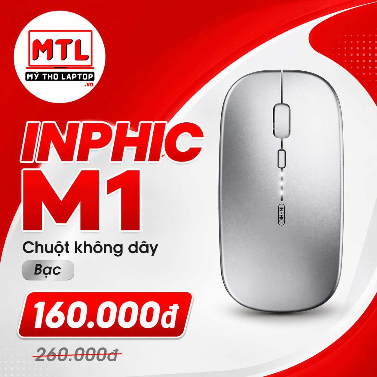 Chuột máy tính không dây INPHIC M1 Bạc