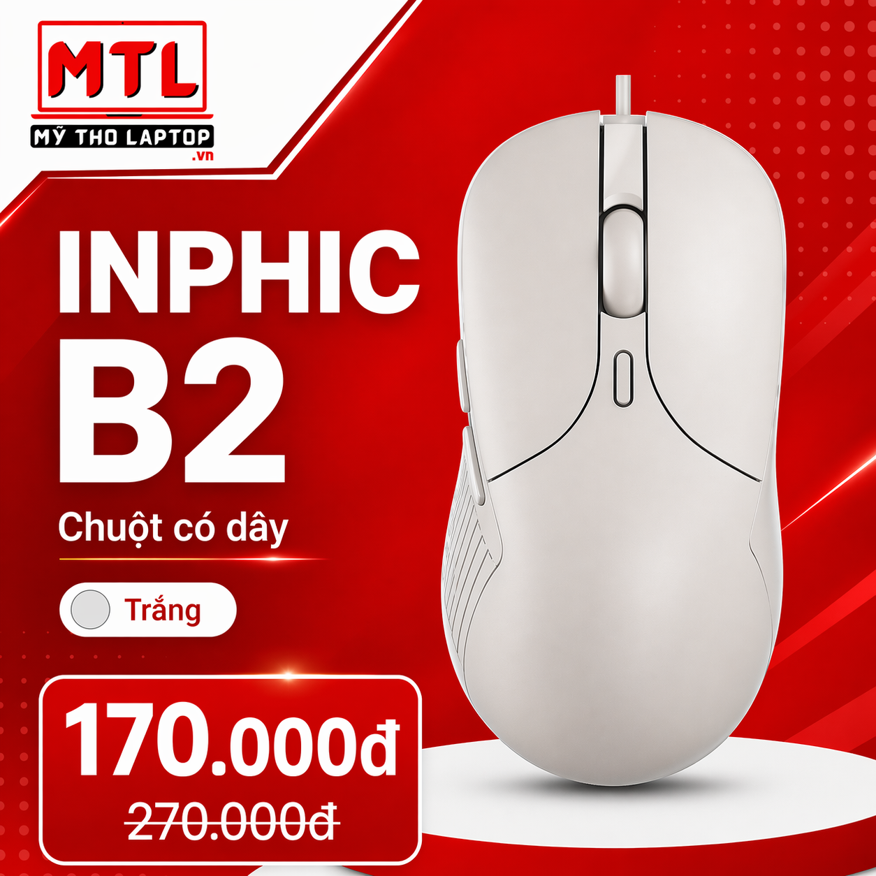 Chuột máy tính có dây INPHIC B2 Trắng