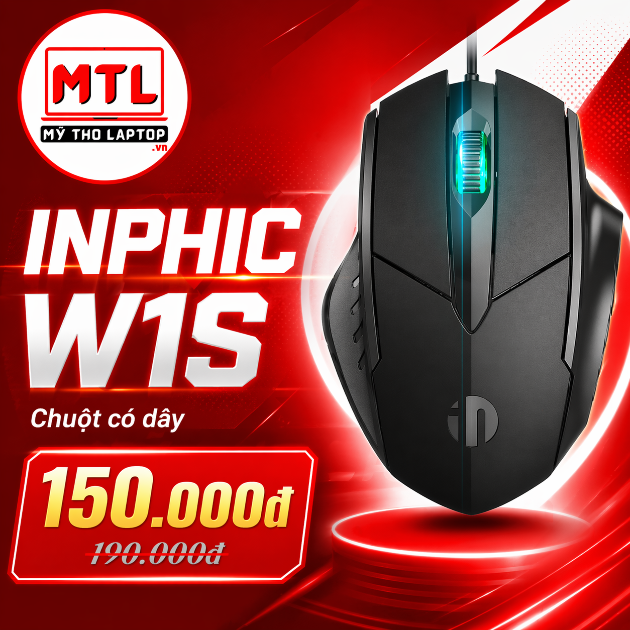 Chuột máy tính có dây INPHIC W1S Đen