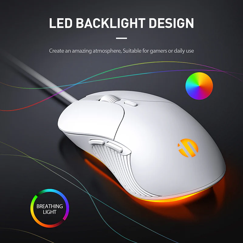 Chuột máy tính có dây INPHIC B1 Trắng - Ảnh 5