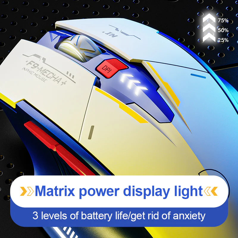 Alternative view of Chuột máy tính không dây INPHIC F9 Trắng Xanh