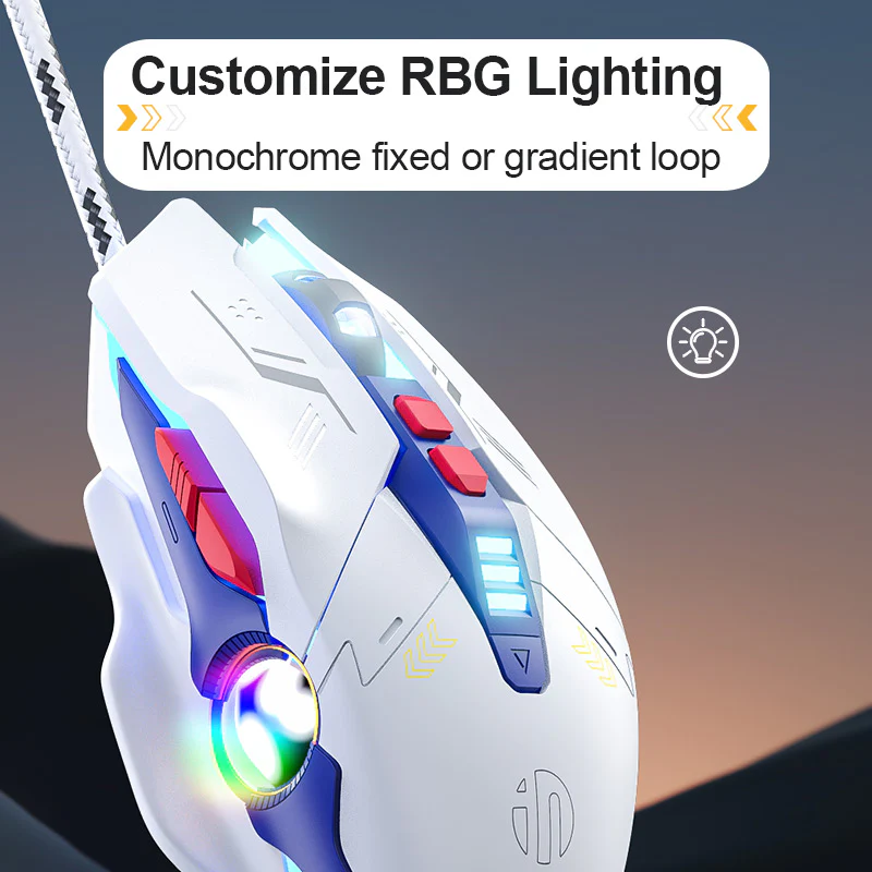 Alternative view of Chuột máy tính có dây INPHIC W9P Trắng Xanh