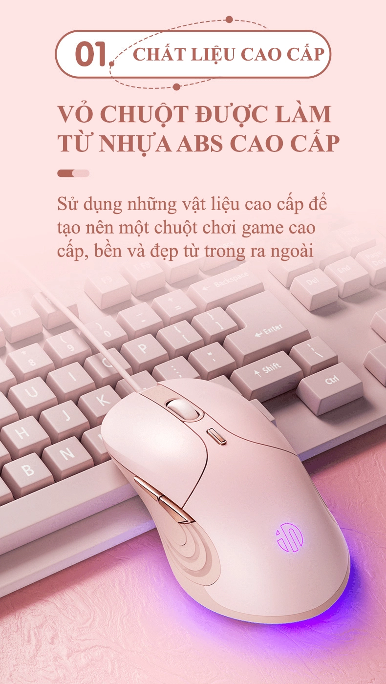 Alternative view of Chuột có dây INPHIC B8 Hồng