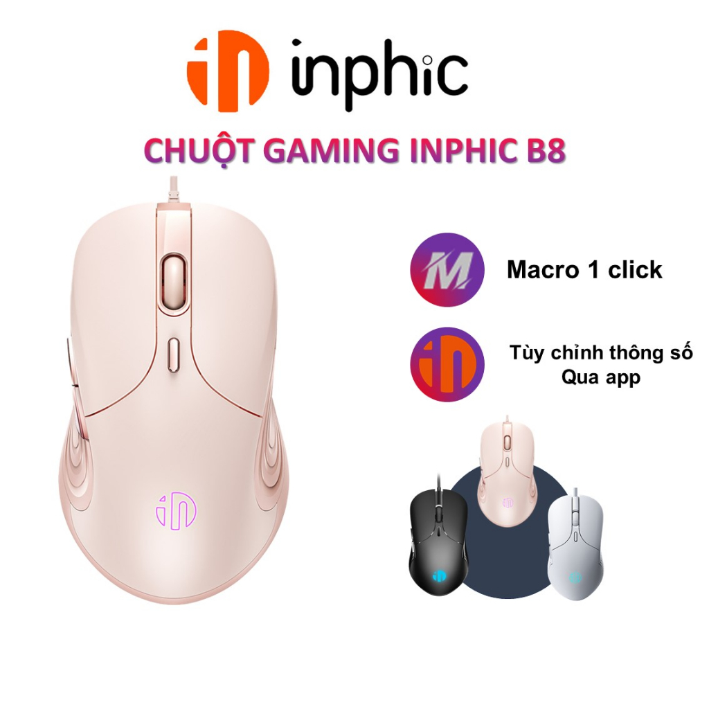 Chuột có dây INPHIC B8 Hồng