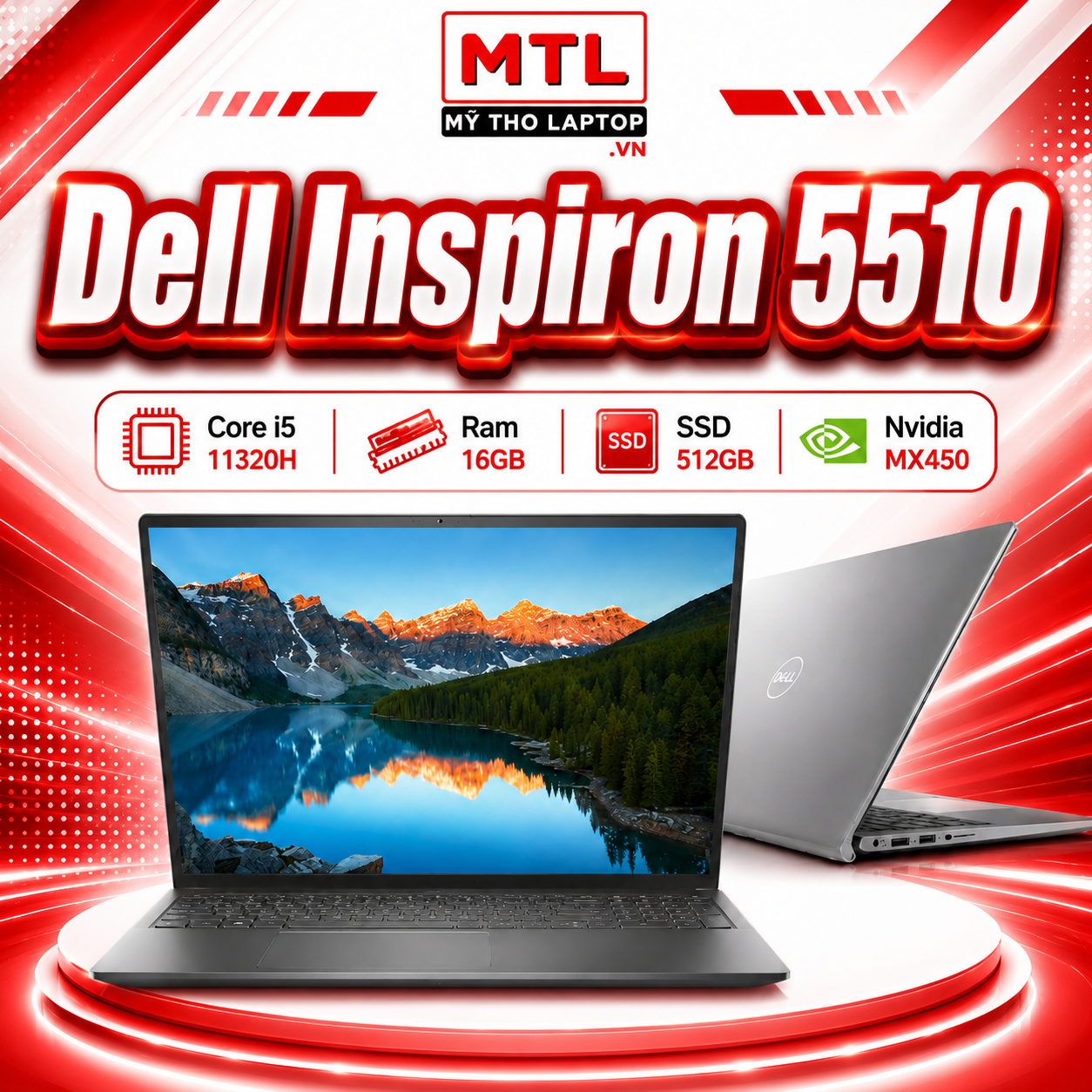 [Likenew Fullbox] Dell Inspirion 5510 | Core i5 11320H | Ram 16GB | SSD 512GB | Nvidia MX450 | 15.6 FHD
