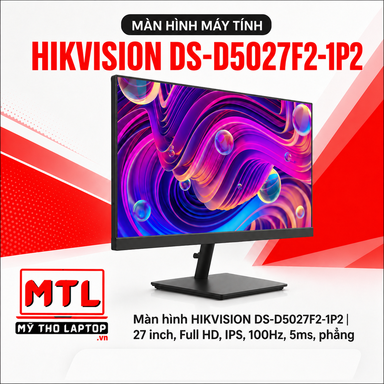 Màn hình HIKVISION DS-D5027F2-1P2 | 27 inch, Full HD, IPS, 100Hz, 5ms, phẳng