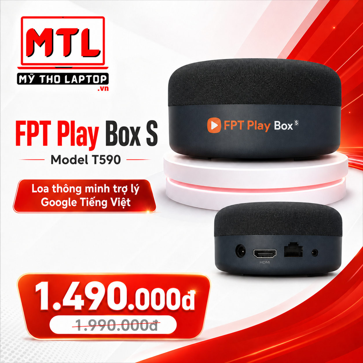 FPT Play Box S T590 - Loa thông minh trợ lý Google Tiếng Việt tích hợp TV box
