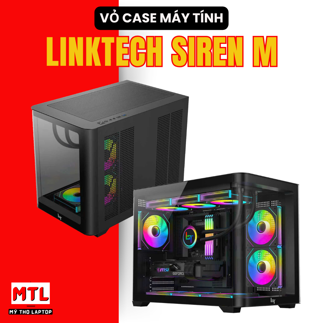 Case LinkTech Siren M (Chưa kèm Fan) | M-ATX/ITX, Mặt kính cong, Đen
