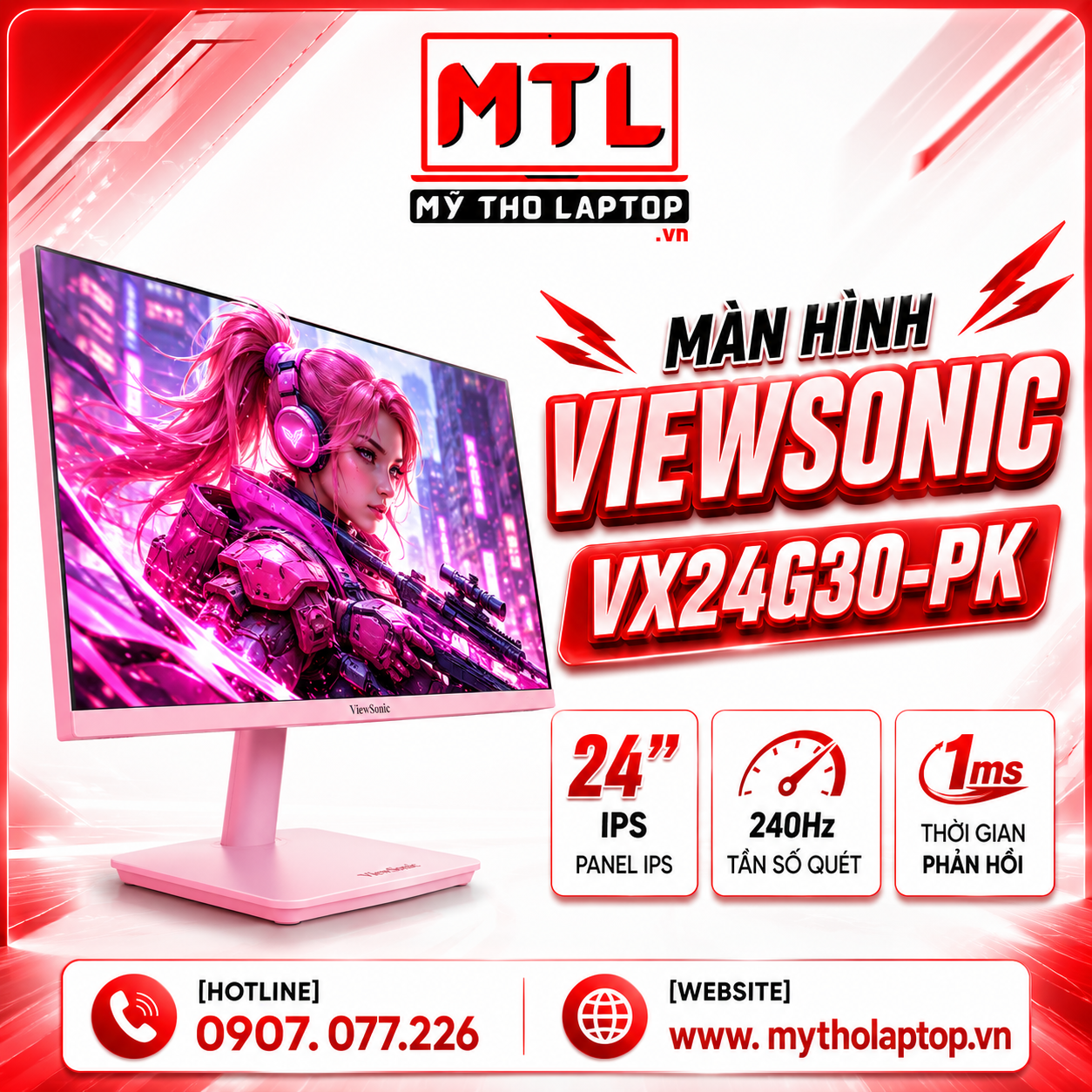 Màn hình ViewSonic VX24G30-PK 24" IPS 240Hz chuyên game