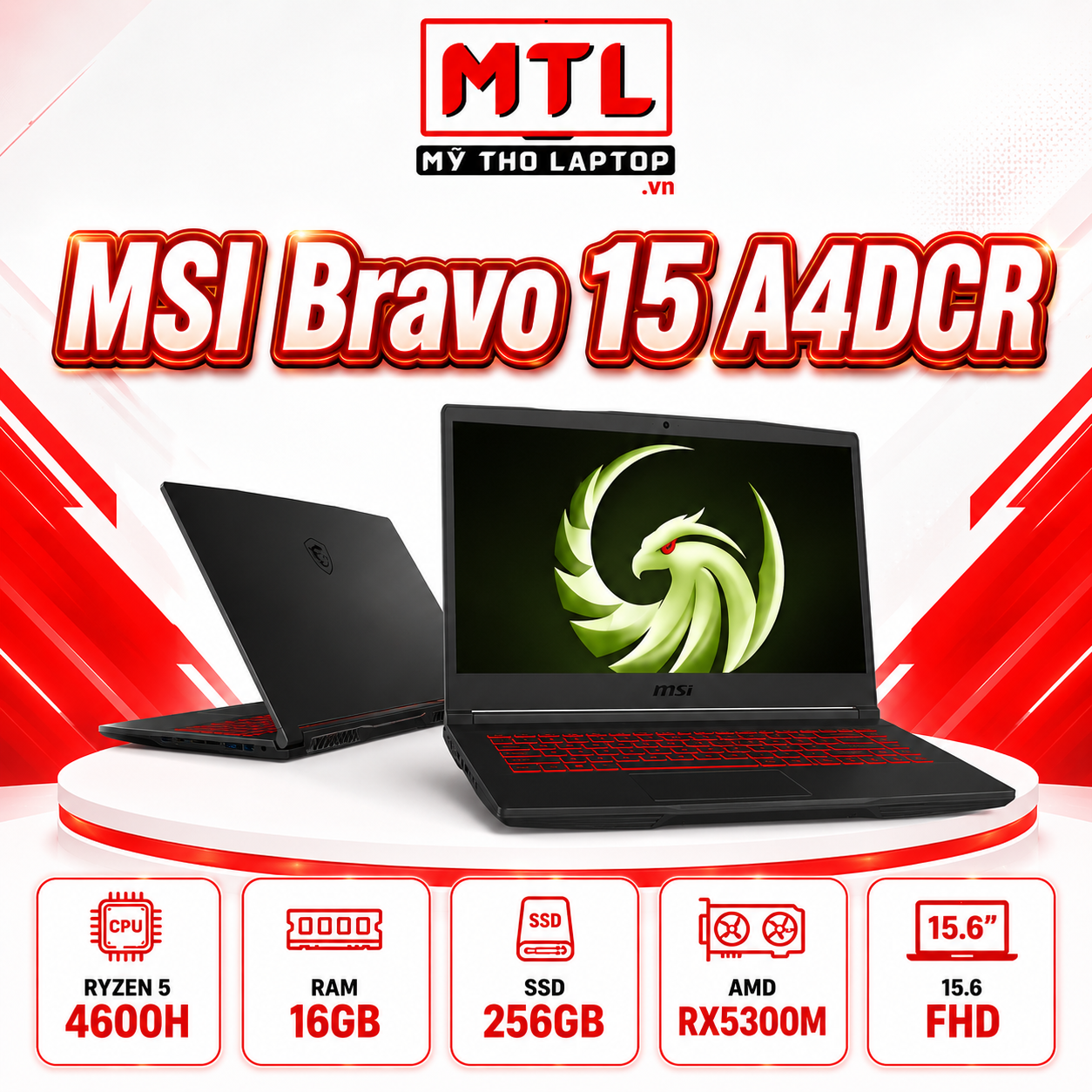 MSI Bravo 15 A4DCR-052VN | Ryzen 5 4600H | Ram 16GB | SSD 256GB | AMD RX5300M | 15.6 FHD