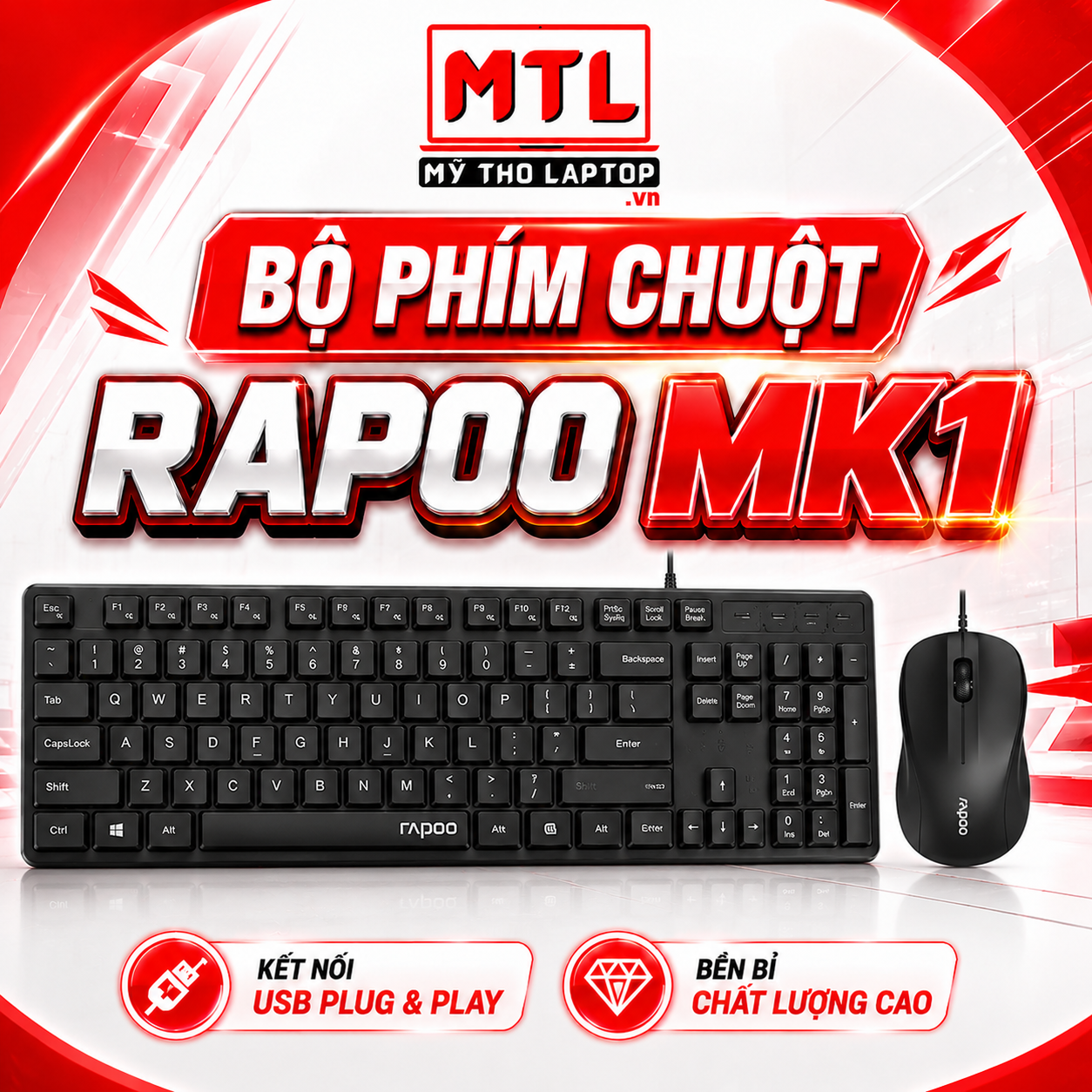 Bộ phím chuột có dây Rapoo MK1