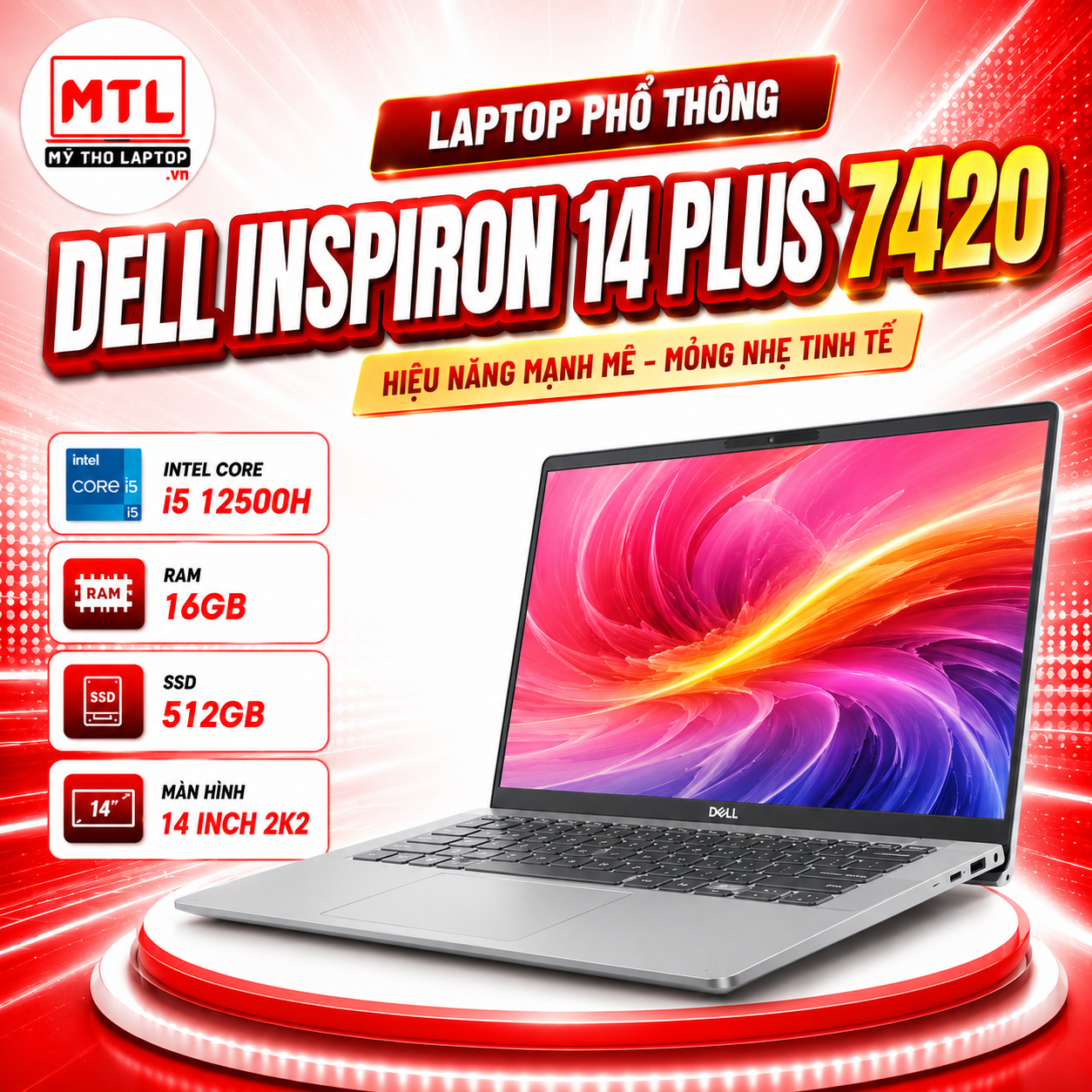[New Fullbox] Dell Inspiron 14 Plus 7420 | Intel Core i5 12500H | 16GB | SSD 512GB | 14 inch 2K2