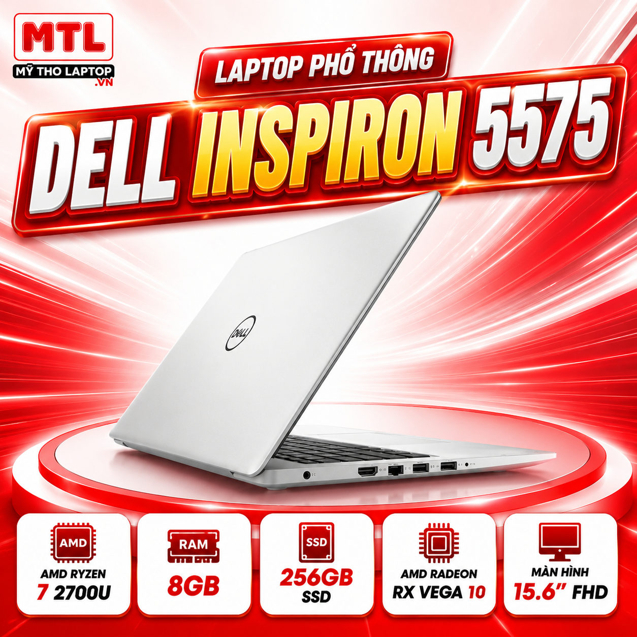 Dell Inspirion 5575 | AMD Ryzen 7 2700U | Ram 8GB | SSD 256GB | AMD Radeon RX Vega 10 | 15.6 FHD