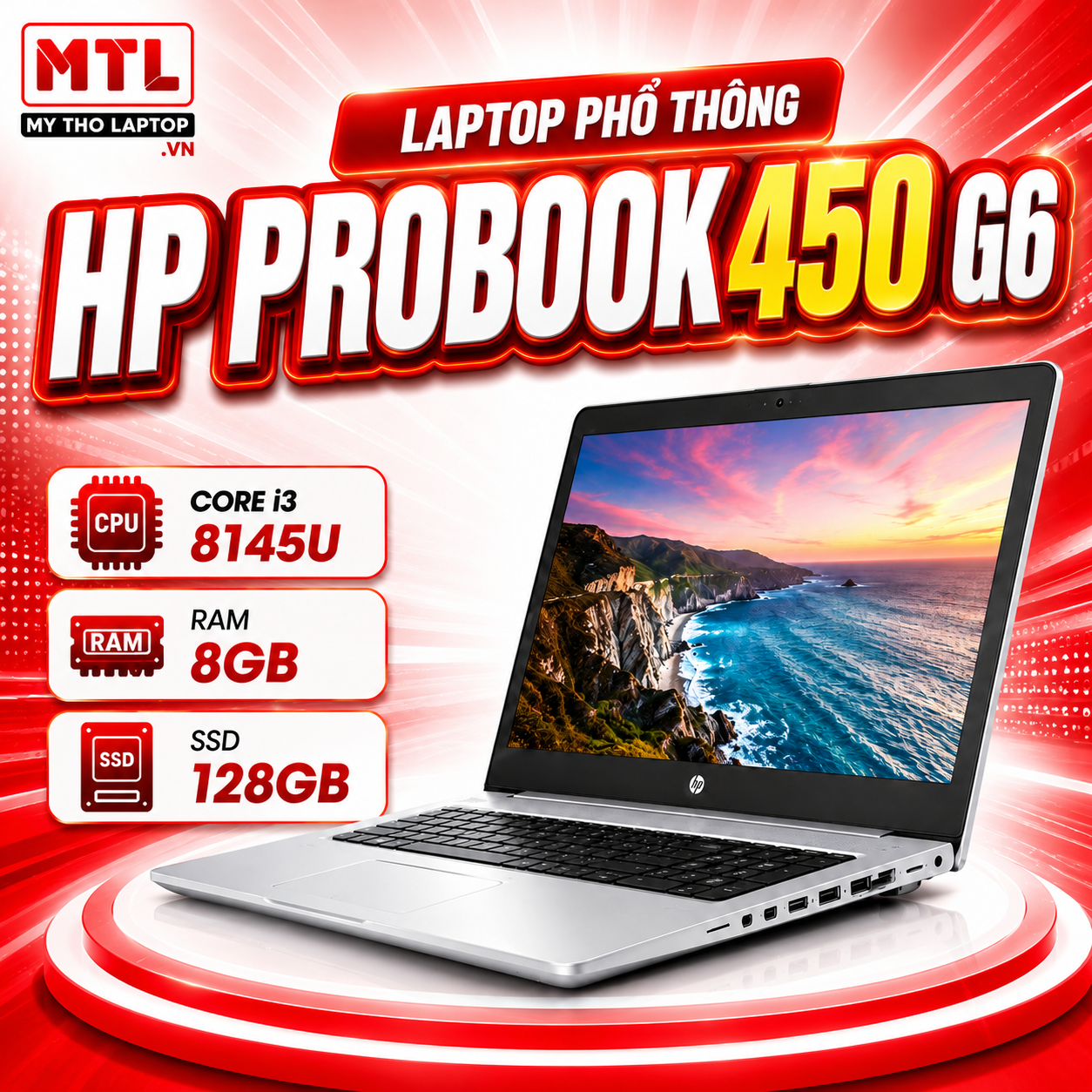 HP Probook 450 G6 | Core i3 8145U | Ram 8GB | SSD 128GB | 15.6 HD