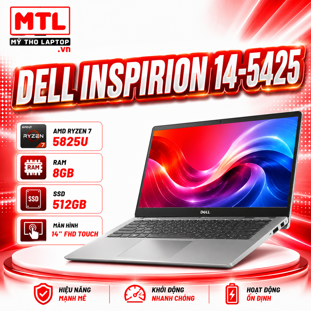 [Like New] Dell Inspirion 14-5425 | AMD Ryzen 7 5825U | Ram 8GB | SSD 512GB | 14 FHD Touch