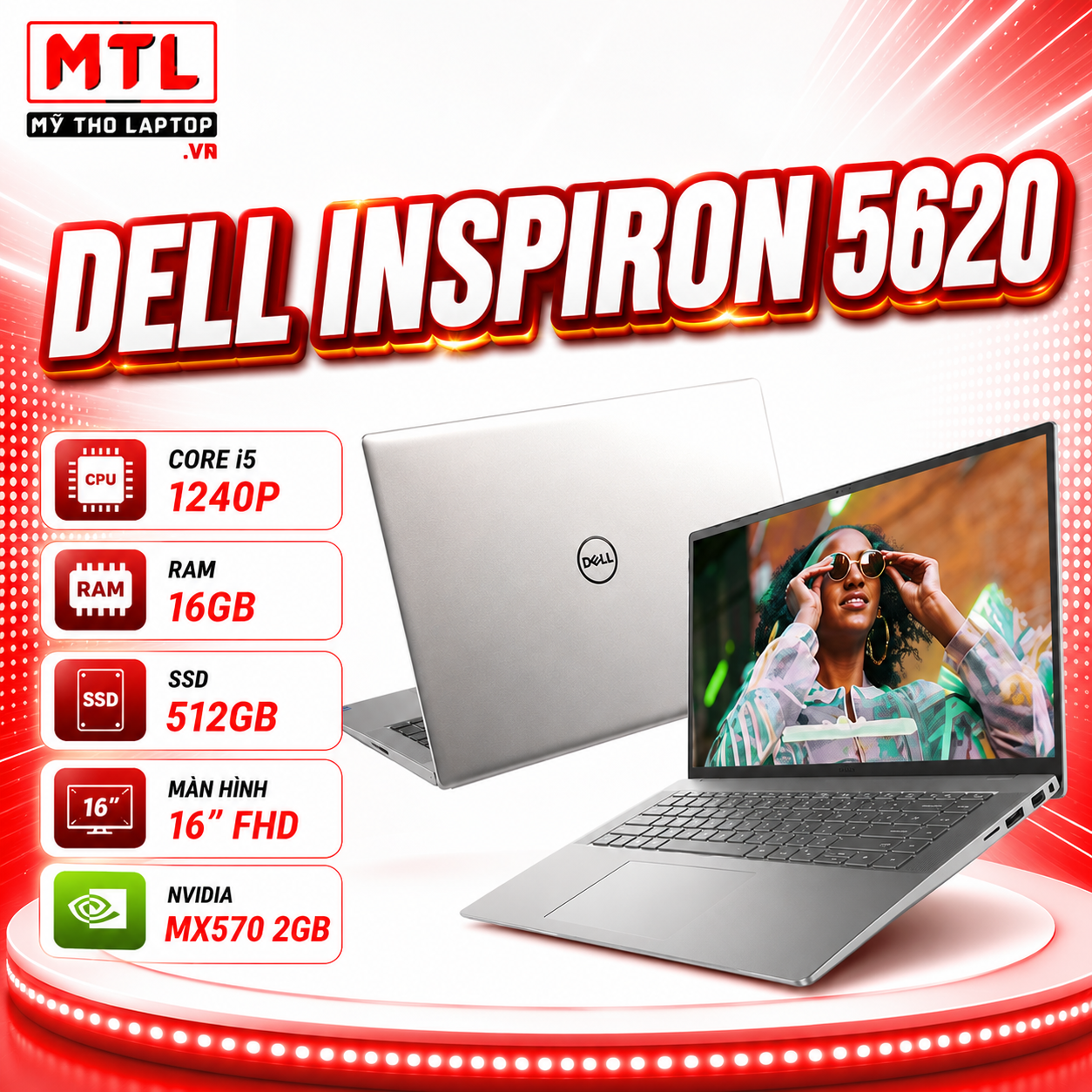[New Fullbox] Dell Inspiron 5620 | Core i5 1240P | Ram 16GB | SSD 512GB | 16 " FHD | Nvidia MX570 2GB