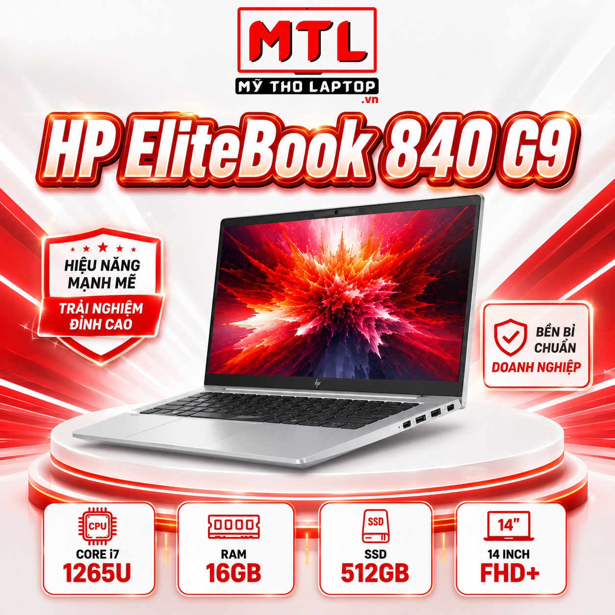 HP EliteBook 840 G9 | Core i7 1265U | Ram 16GB | SSD 512GB | 14 FHD+