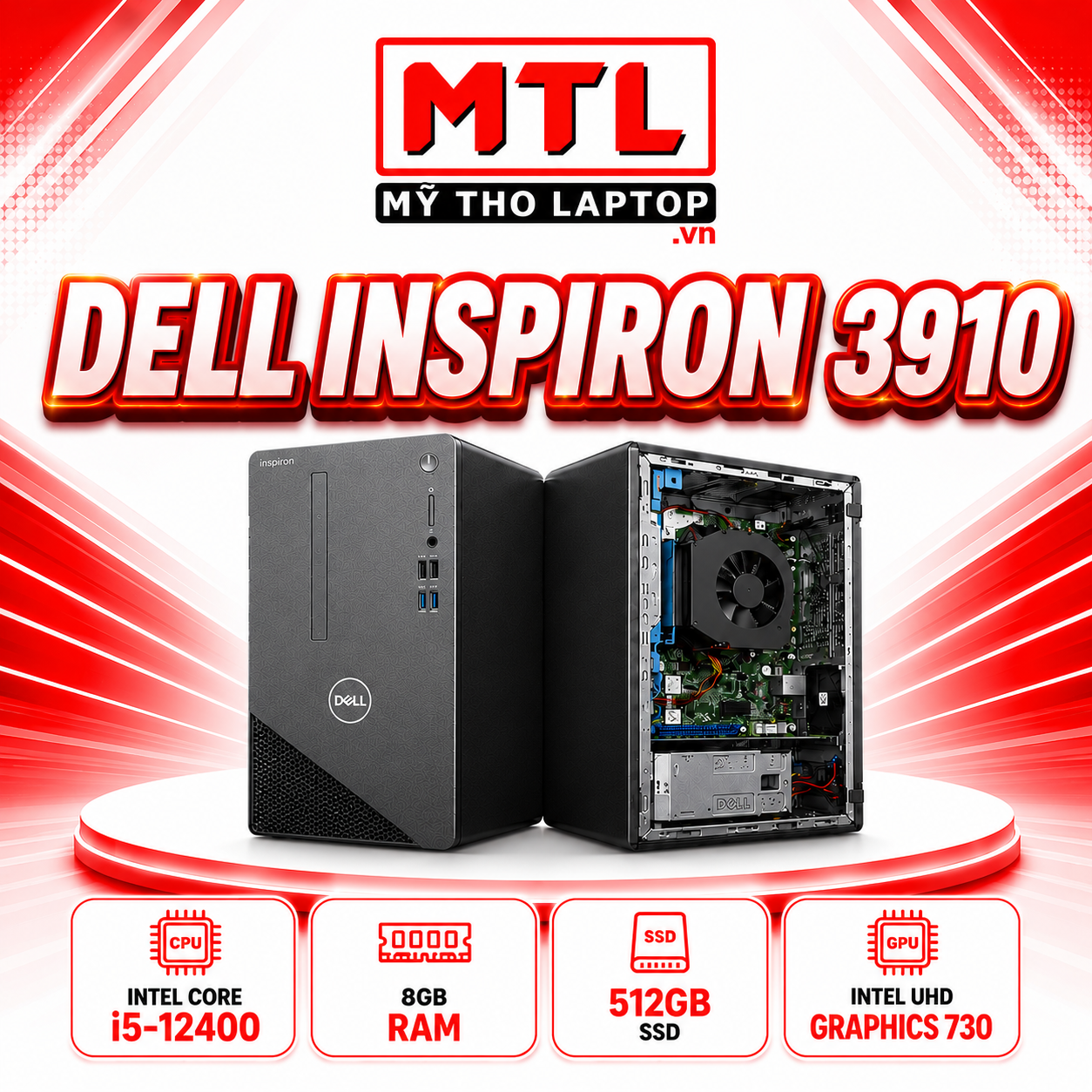 Máy tính để bàn Dell Inspiron 3910 | Intel Core i5-12400 | 8GB RAM | SSD 512GB | Intel UHD Graphics 730