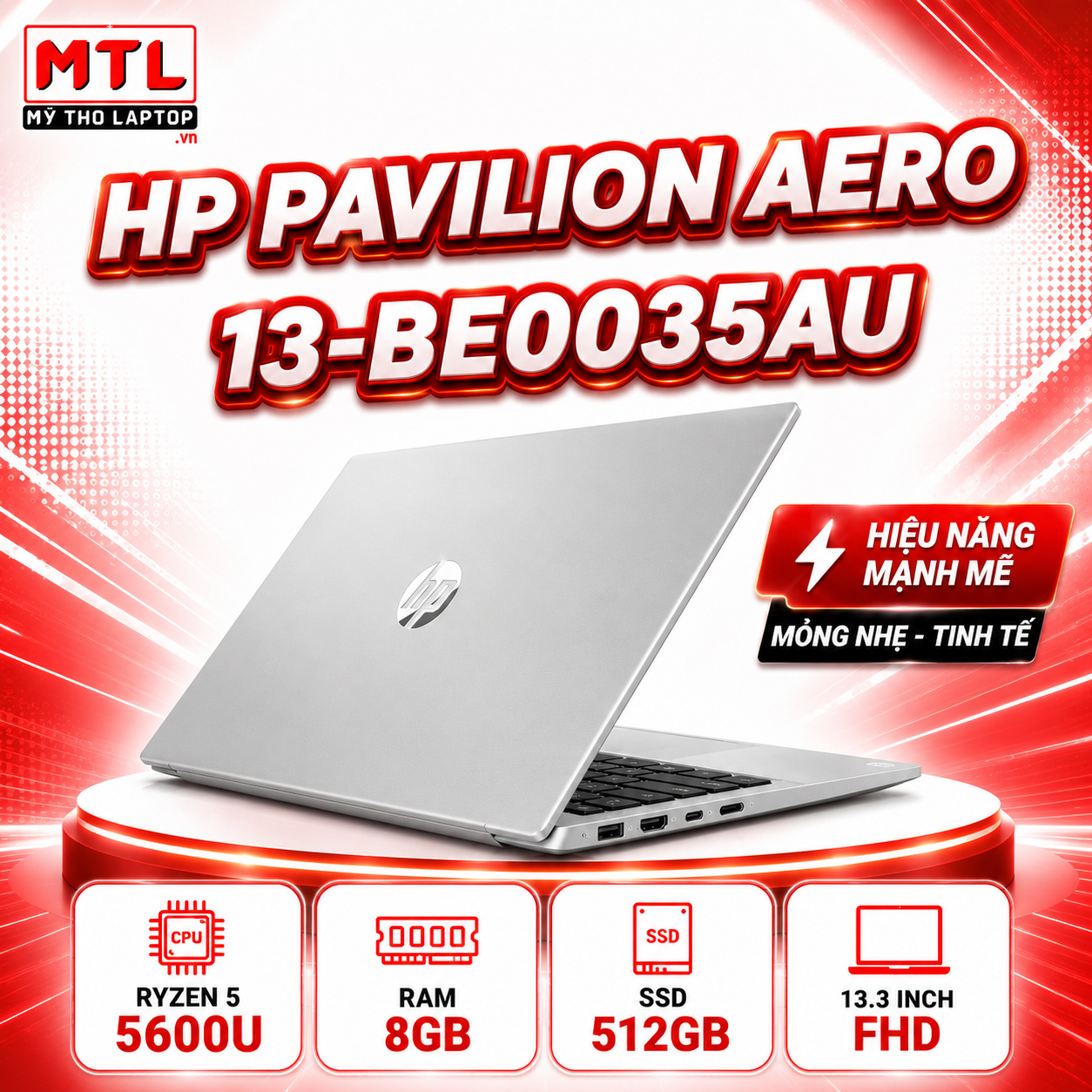 HP Pavilion Aero 13-be0035AU | Ryzen 5 5600U | Ram 8GB | SSD 512GB | 13.3 FHD