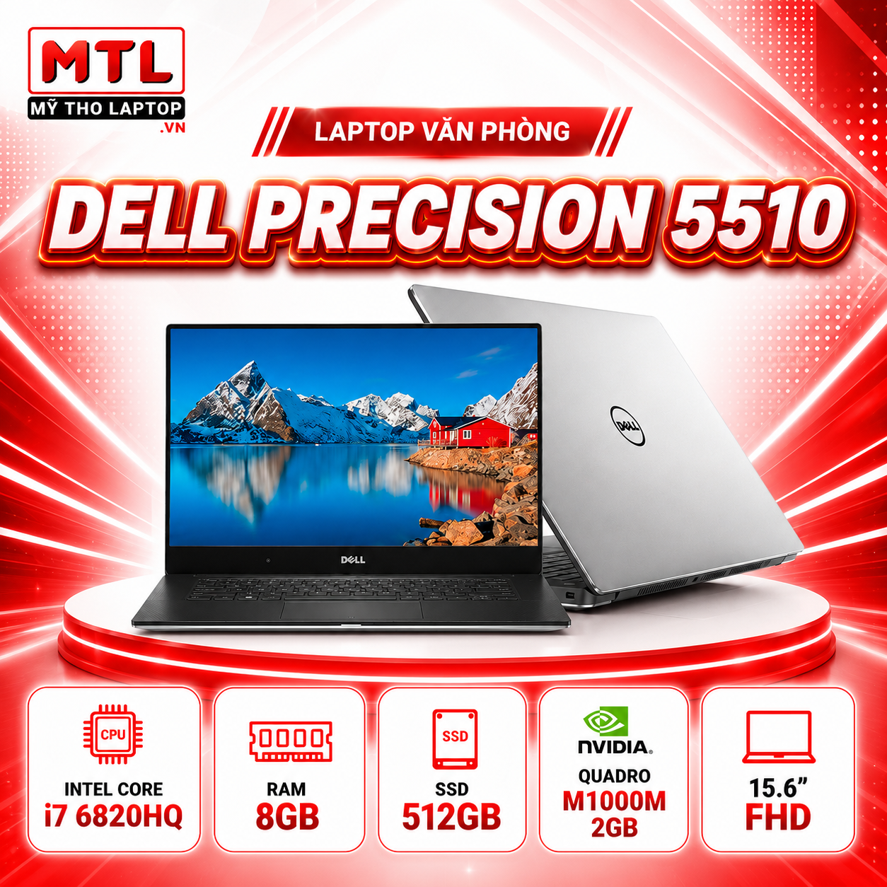Dell Precision 5510 | Intel Core i7 6820HQ | Ram 8GB | SSD 512GB | Nvidia Quadro M1000M 2GB | 15.6 FHD
