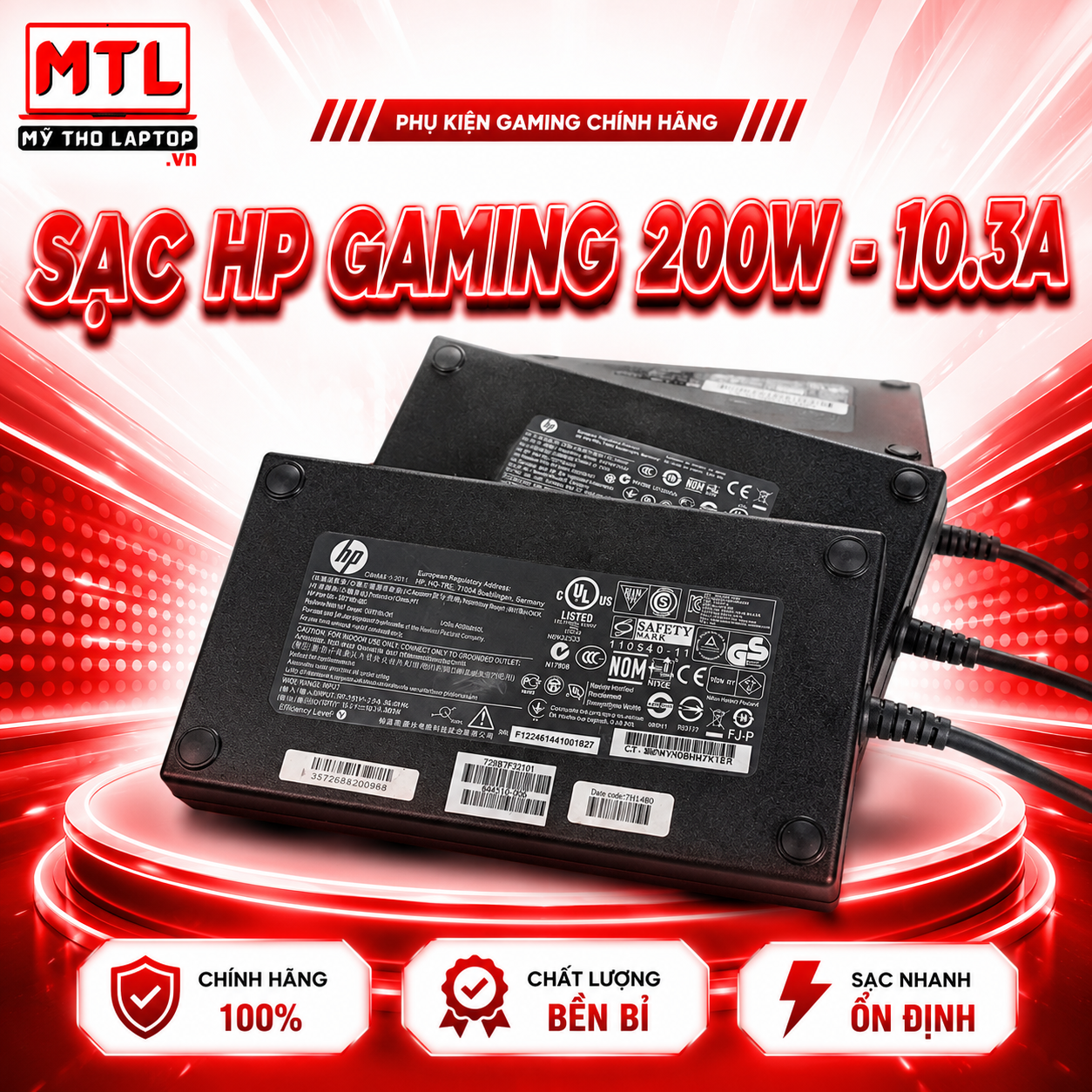 Sạc HP Gaming 200W chuôi to 10.3A 19.5V