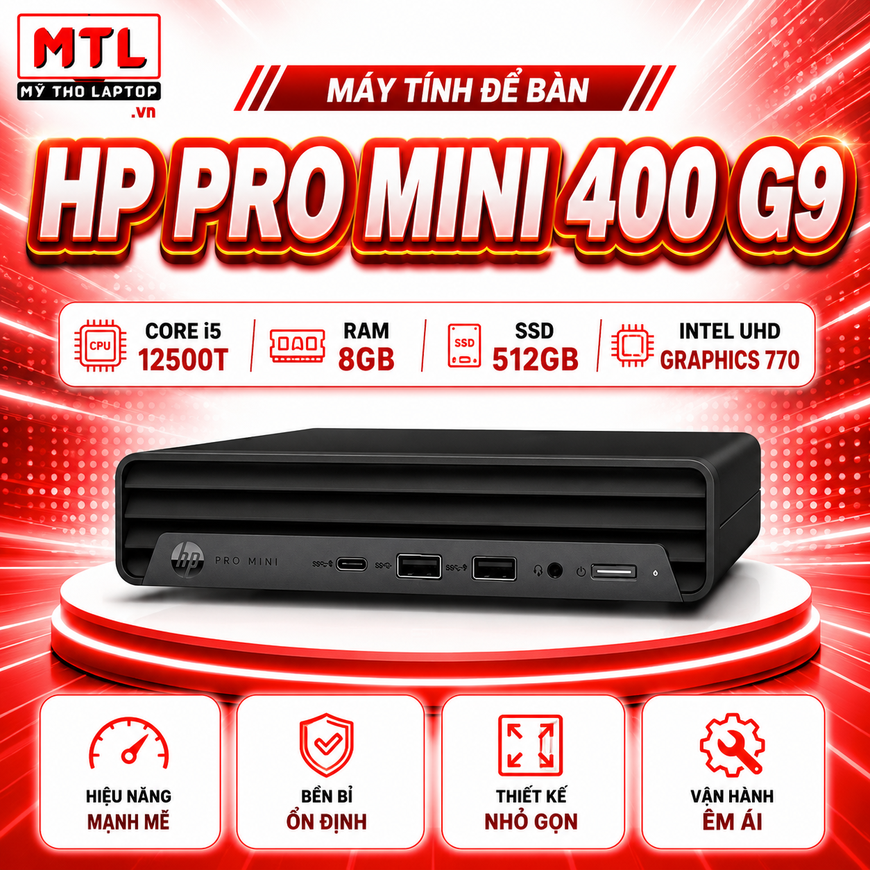HP Pro Mini 400 G9 | Core i5-12500T | Ram 8 GB | SSD 512GB | Intel UHD Graphics 770