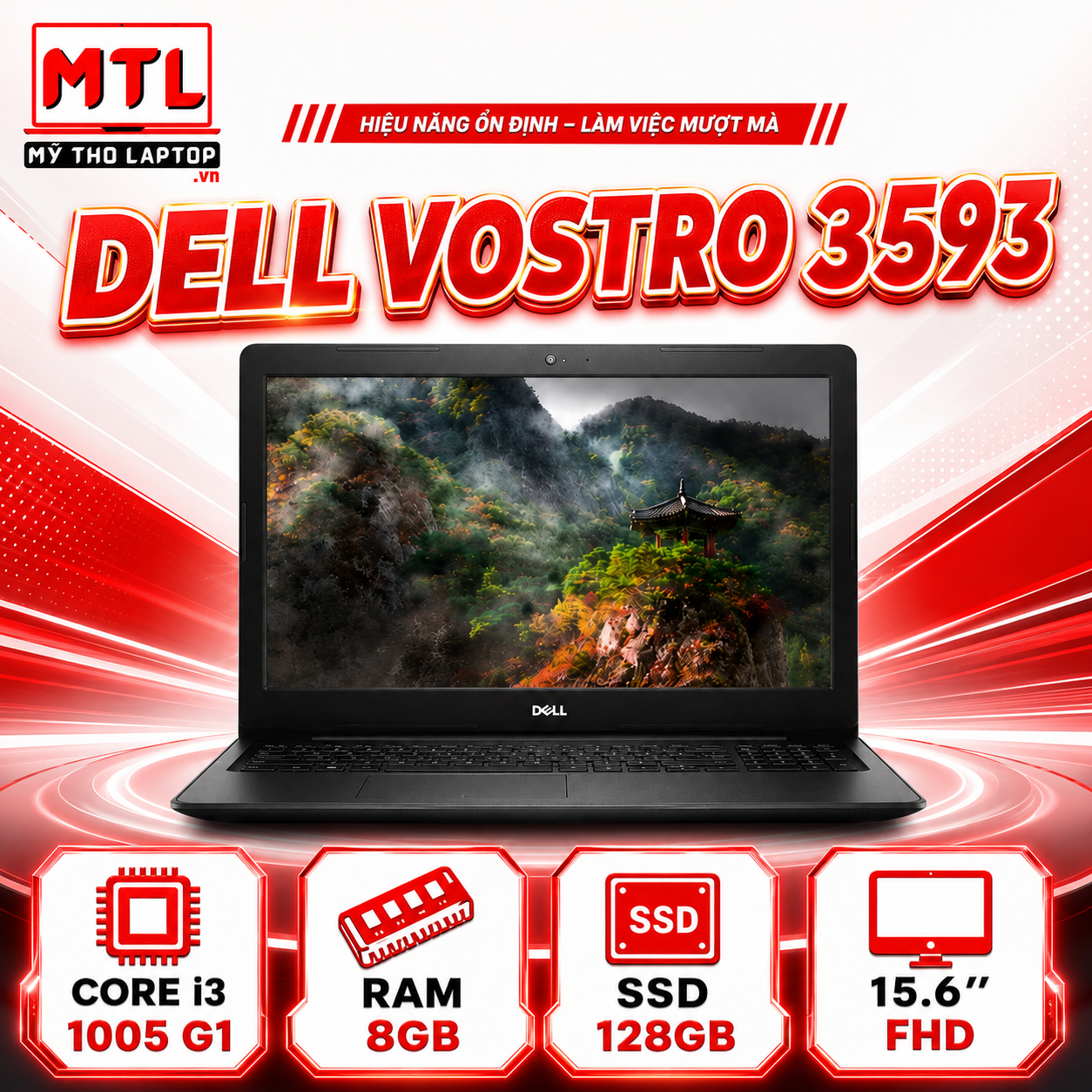 Dell Vostro 3593 Black | Core i3 1005 G1 | Ram 8GB | SSD 128GB | 15.6 FHD