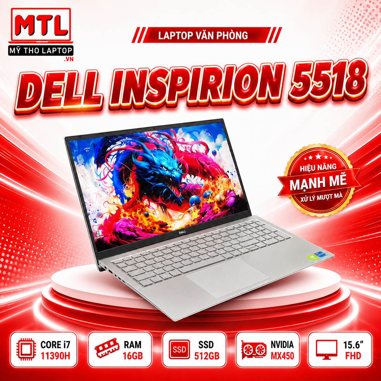 Dell Inspiron 5518 | Core i7 11390H | Ram 16 GB | SSD 512GB | Nvidia MX450 | 15.6 FHD