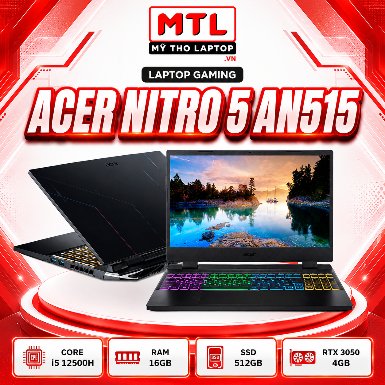 Acer Nitro 5  AN515-58-52SP i5 12500H | 16GB | 512GB | RTX 3050 4GB | 15.6′ FHD 144Hz