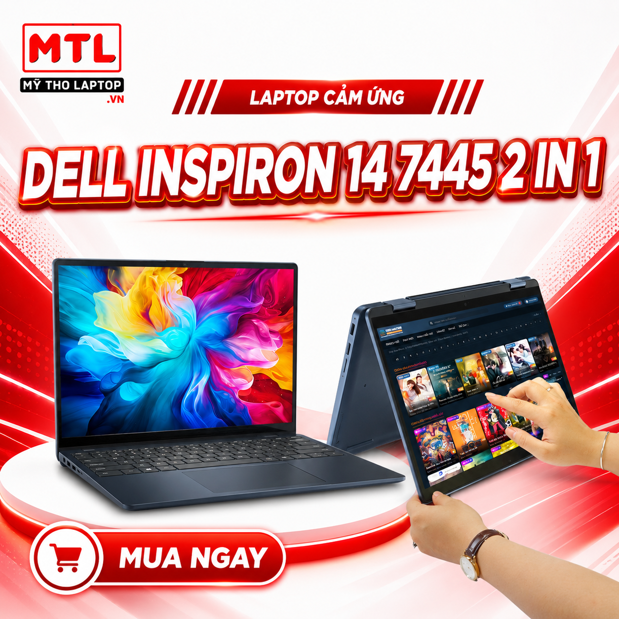 Dell Inspiron 14 7445 2 in 1 | AMD R5 - 8640HS  | RAM 8GB | SSD 512GB | 14 inch Full HD+ Touch