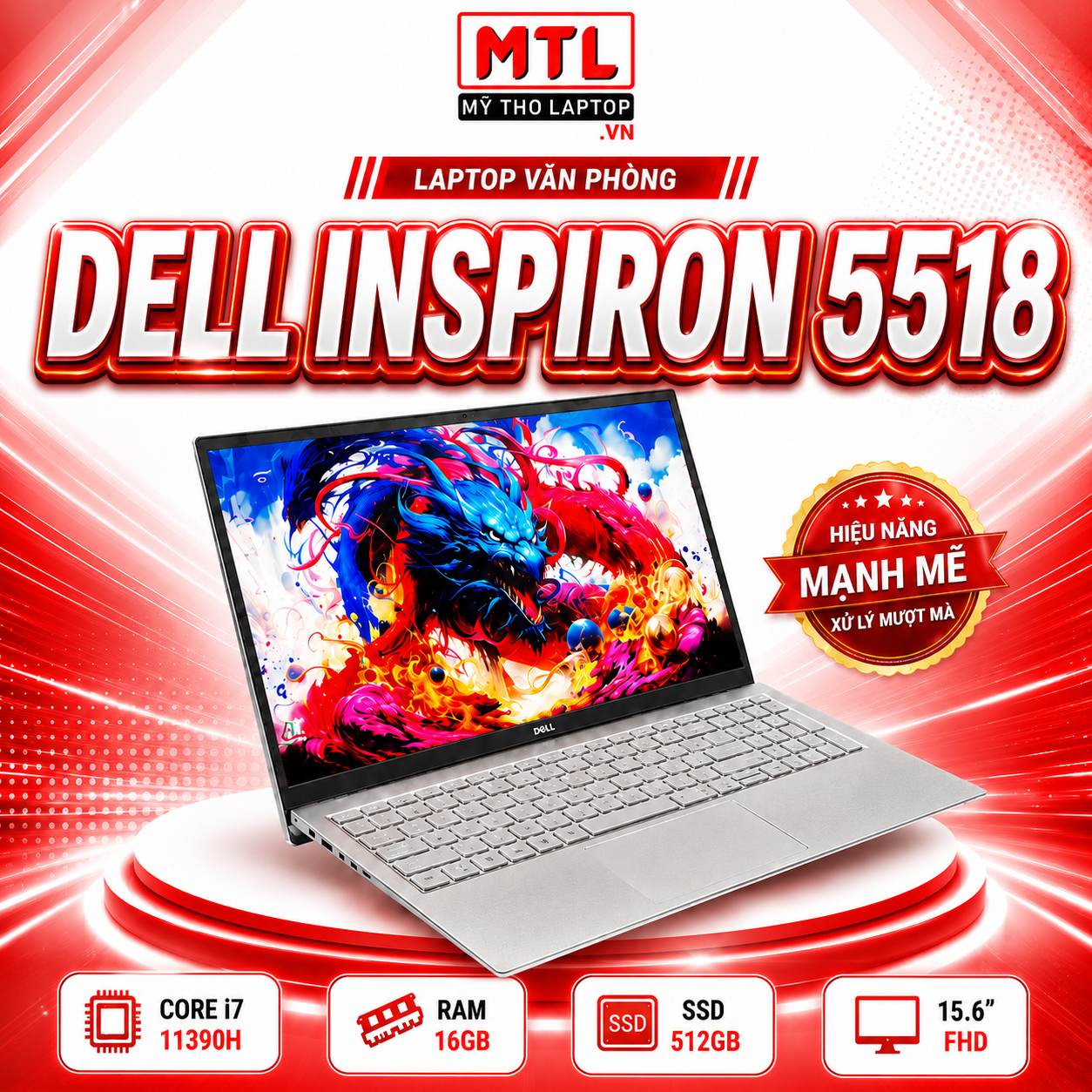 [LikeNew Fullbox] Dell Inspiron 5518 | Core i7 11390H | Ram 16 GB | SSD 512GB | 15.6 FHD