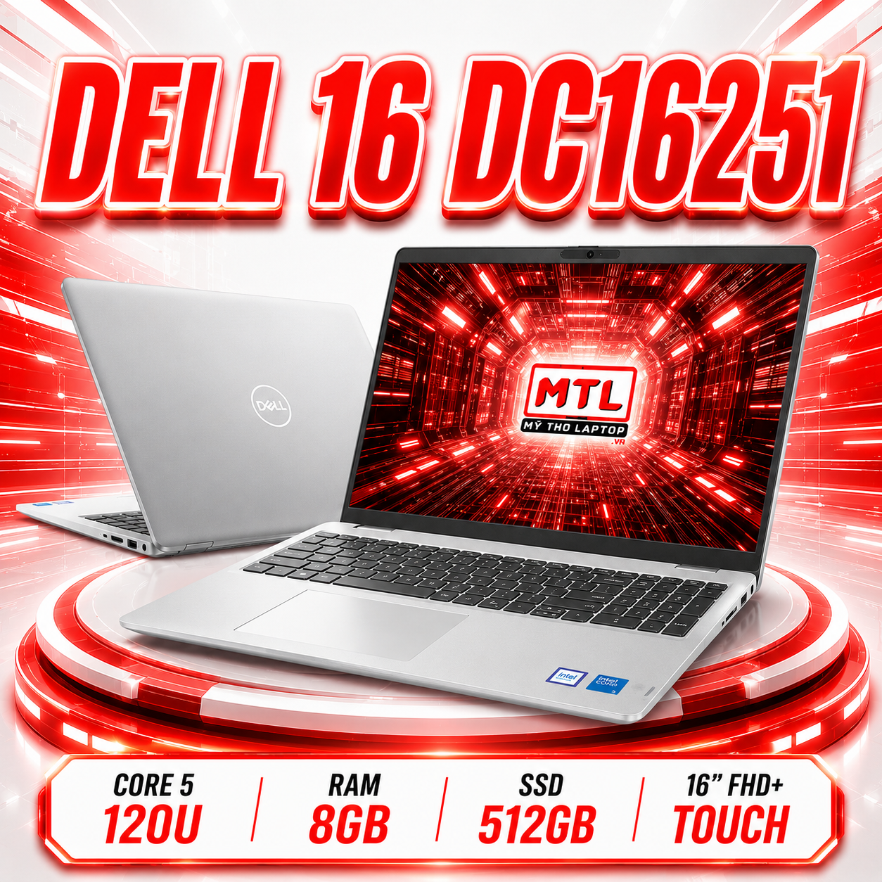 [New Fullbox] Dell 16 DC16251 | Core 5 120U | Intel Graphics | Ram 8GB | SSD 512GB | 16'' FHD+ Touch
