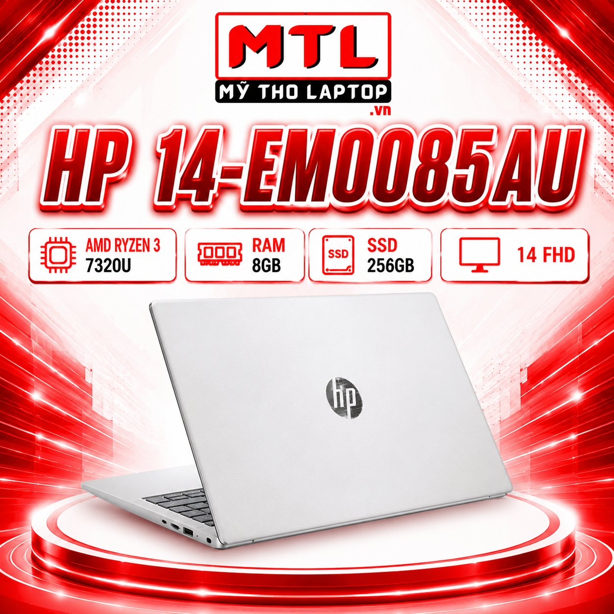 HP 14-em0085AU | AMD Ryzen 3 7320U | Ram 8GB | SSD 256GB | 14 FHD
