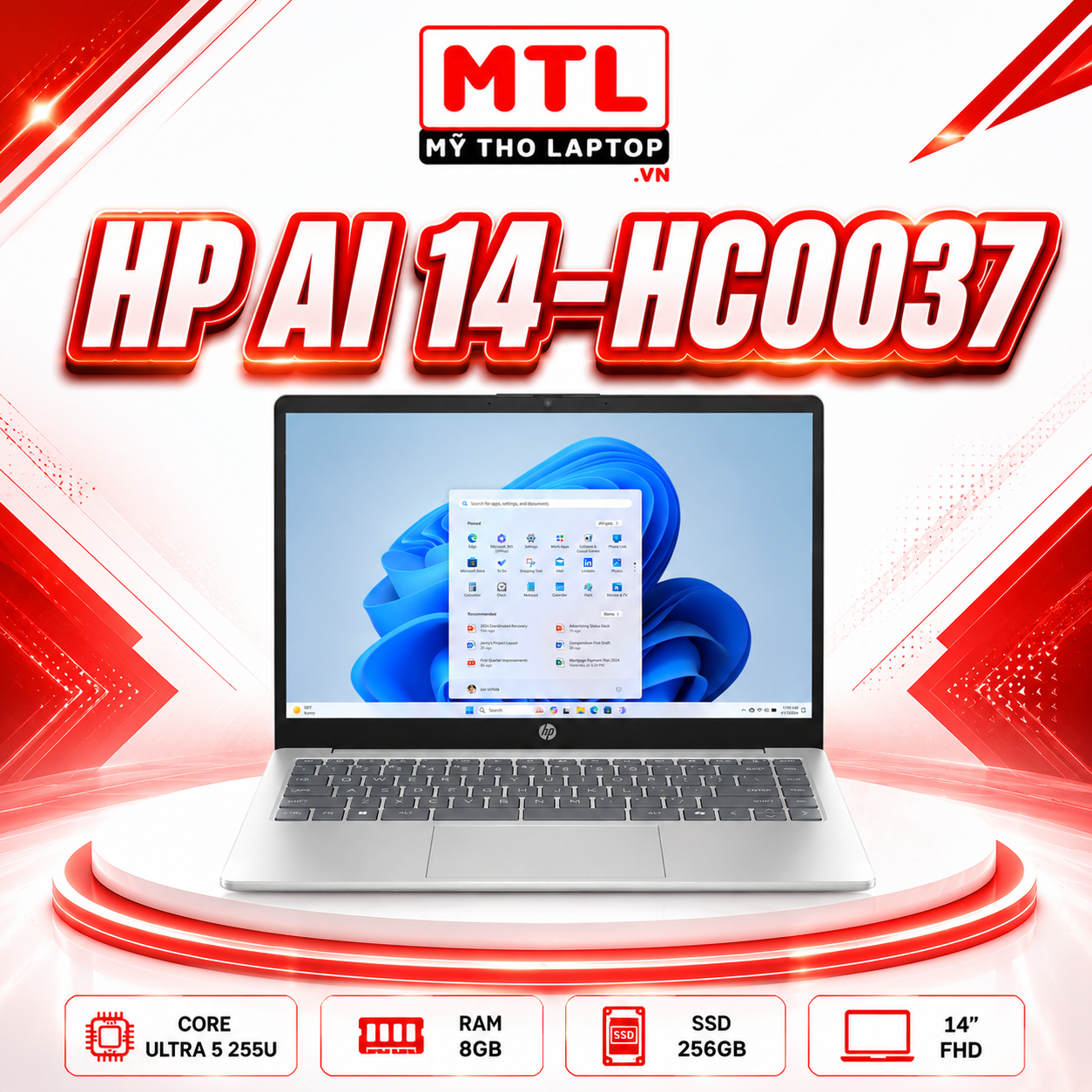 [New Fullbox] HP AI 14-hc0037nr | Core Ultra 5 255U | Ram 8GB | SSD 256GB | 14 FHD