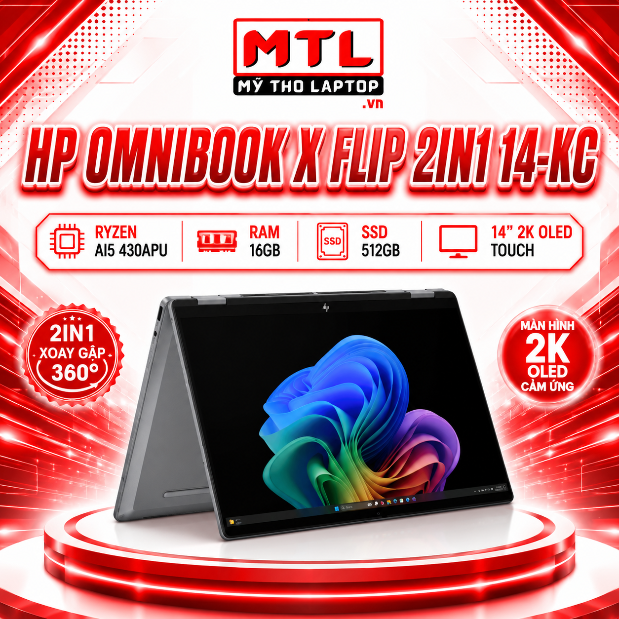 [New Fullbox] HP OmniBook X Flip 2in1 14-KC0013DX | Ryzen AI5 430APU 16GB 512GB 14'' 2K OLED Touch