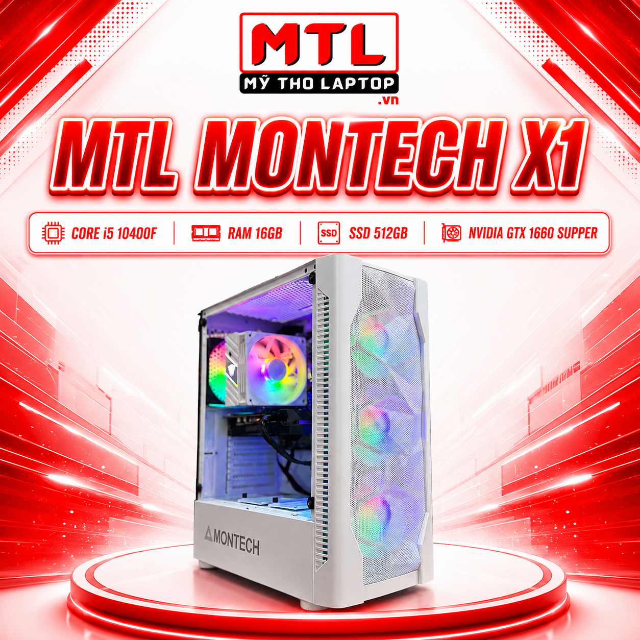 MTL Montech X1 | Core i5 10400F | Ram 16GB | SSD 512GB | Nvidia GTX 1660 Supper