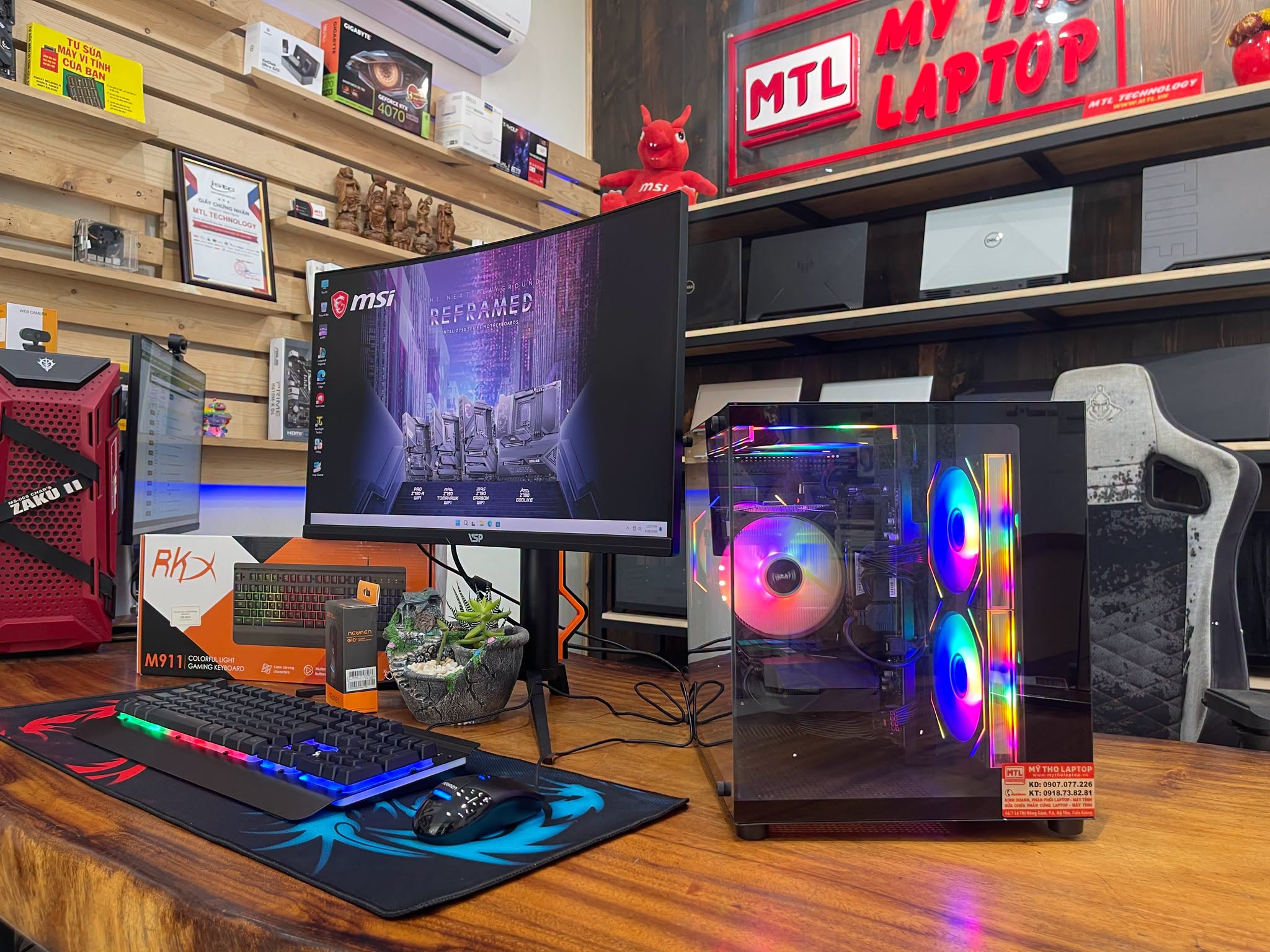 Trọn bộ PC Core i3 10150F | Ram 16GB | SSD 256GB | VGA GTX 1660 6GB + LCD VSP 27 inch cong 180Hz + Phím chuột